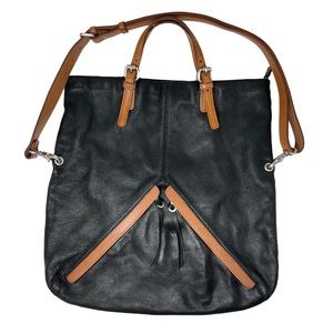 Christopher Kon Convertible Crossbody Hobo Bag Black Soft Leather Luxury